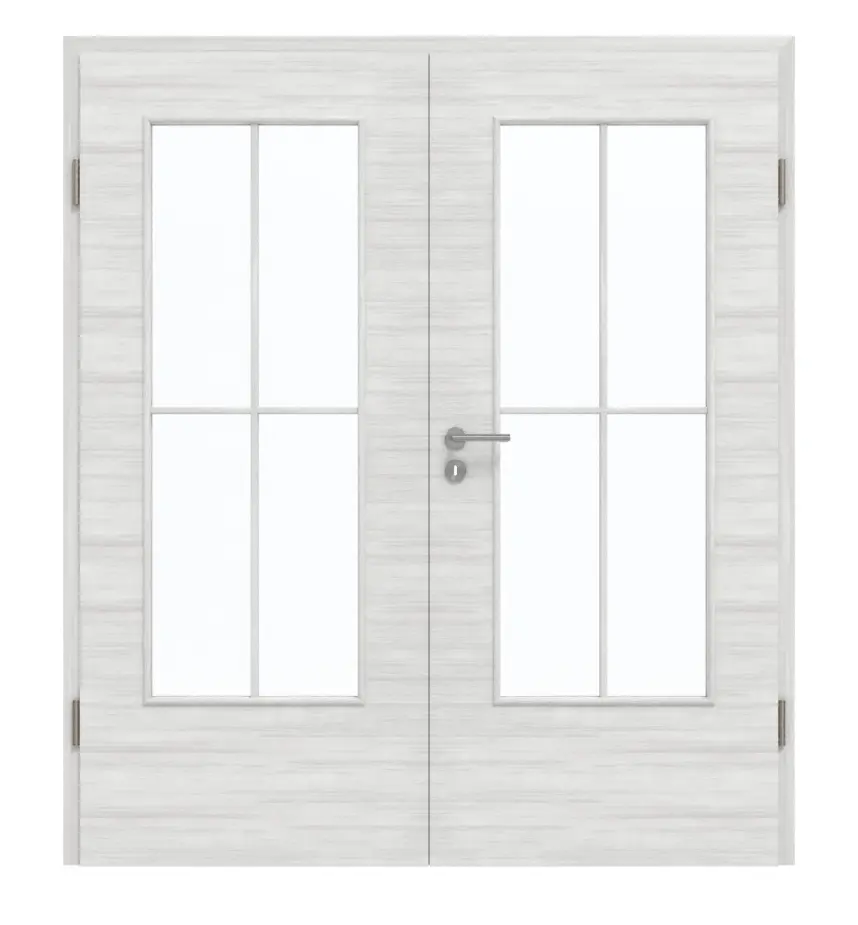 GARANT drzwi dwuskrzydłowe z ościeżnicą wzdłuż Authentic Grigio GCK08 z przeszkleniem LA-DIN szpros SP0