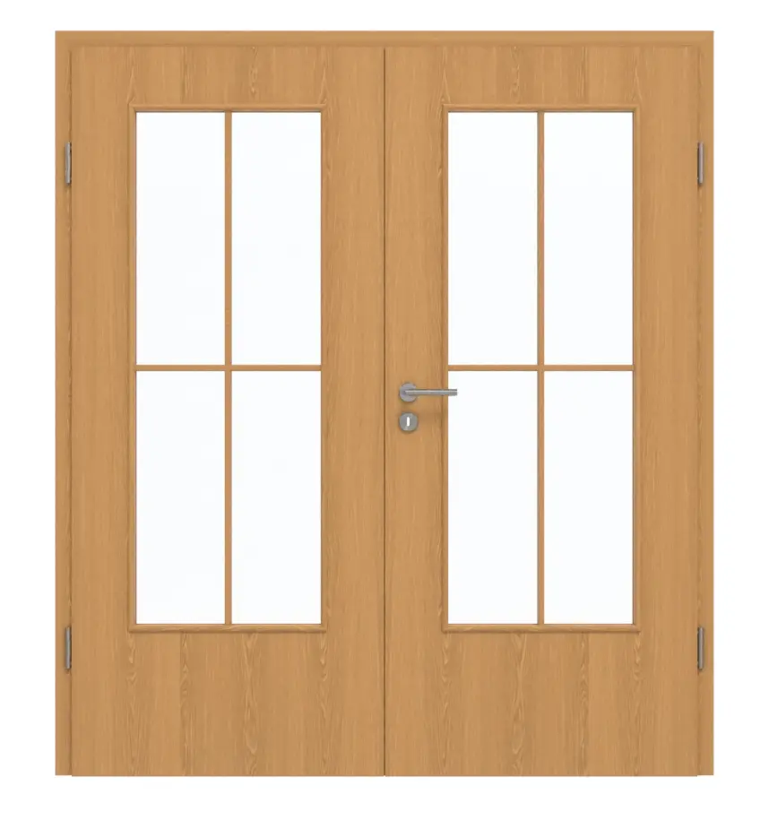 GARANT Drzwi podwójne wraz z ościeżnicą Dąb Premium CePaL z przeszkleniem LA-DIN Sztacheta SP0