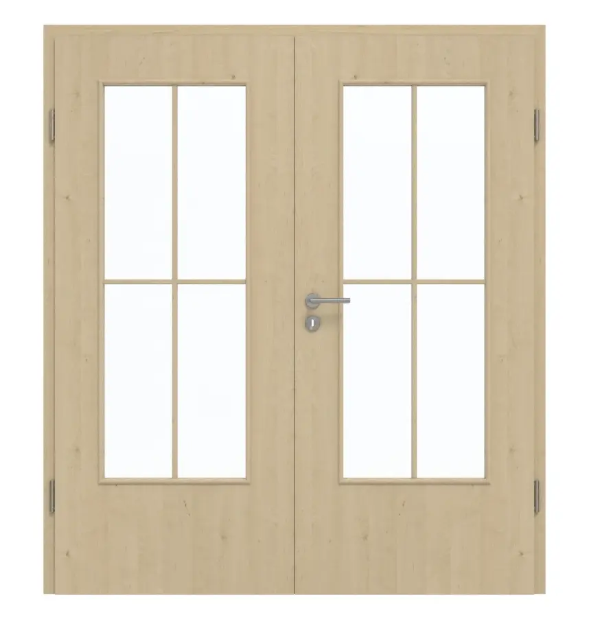 GARANT Drzwi dwuskrzydłowe wraz z ościeżnicą Natura Klon GCK08 z przeszkleniem LA-DIN szpros SP0