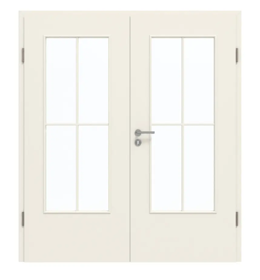 GARANT drzwi dwuskrzydłowe z ościeżnicą, biały lakier 9010, z przeszkleniem LA-DIN, szpros SP0