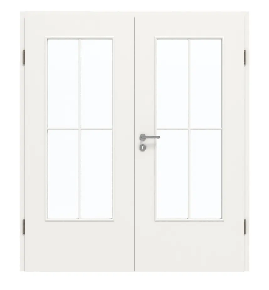 GARANT drzwi 2-skrzydłowe z ościeżnicą biały lakier 9016 CePaL z przeszkleniem LA-DIN szpros SP0