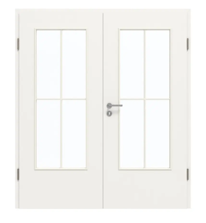 GARANT drzwi 2-skrzydłowe w zestawie z ościeżnicą biały lakier 9016 GHK08 z przeszkleniem LA-DIN szprosem SP0
