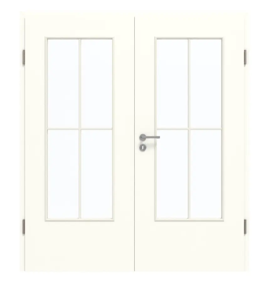 GARANT Drzwi dwuskrzydłowe wraz z ościeżnicą U11026SD kryształowa biel  GHK08 z przeszkleniem LA-DIN szprosy SP0