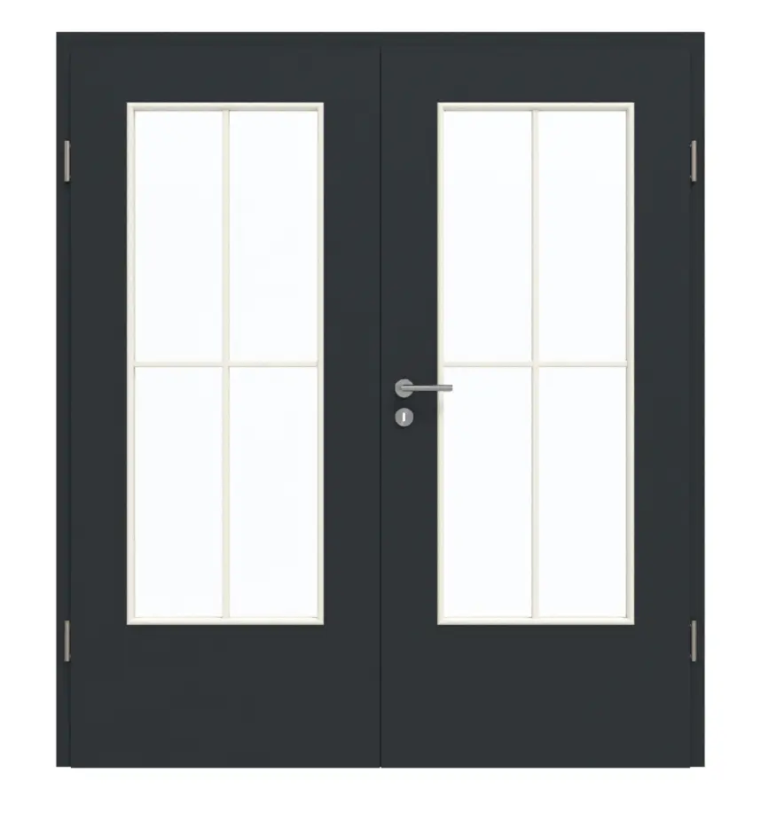 GARANT Drzwi podwójne wraz z ościeżnicą U12000SD Vulkanschwarz GHK08 z przeszkleniem LA-DIN szpros SP0