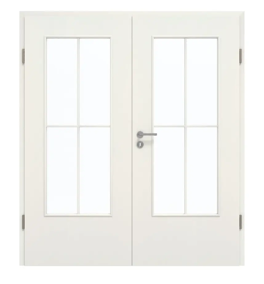 GARANT Drzwi dwuskrzydłowe wraz z ościeżnicą Biel ze strukturą Premium GCK08 z przeszkleniem LA-DIN Szpros SP0