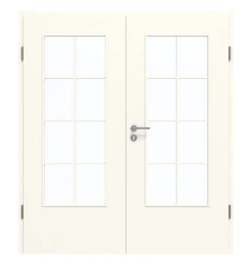 GARANT drzwi dwuskrzydłowe wraz z ościeżnicą 0105-60 Pearl White CePaL z przeszkleniem LA-DIN Sprosse SP1