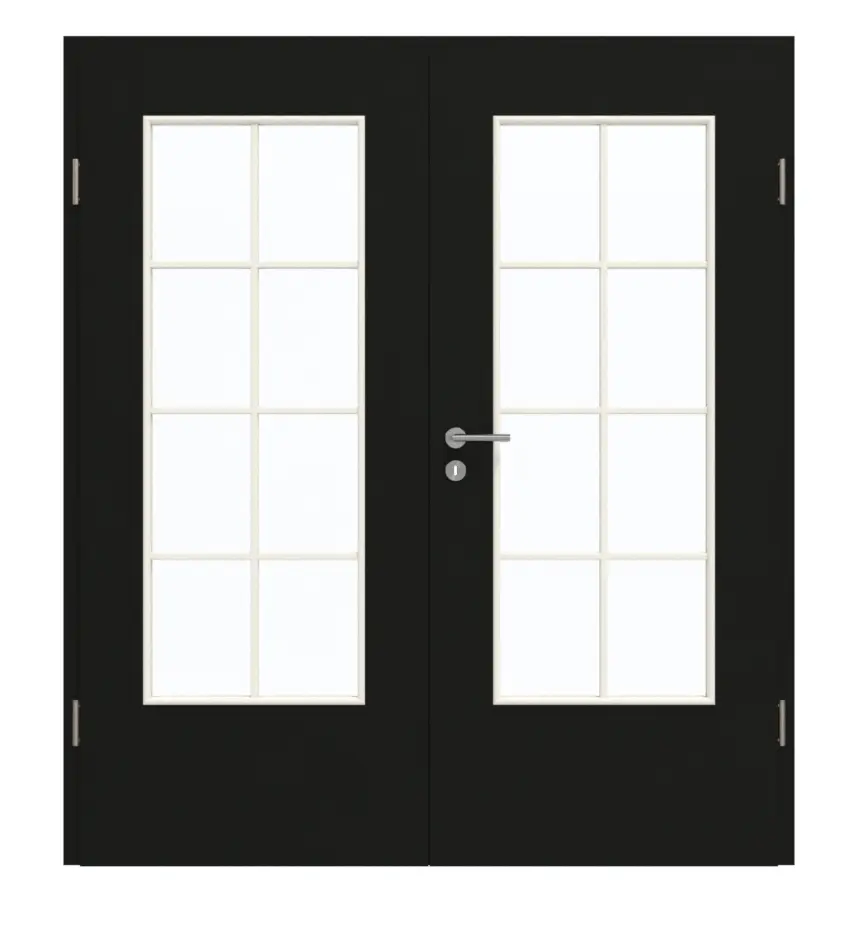 GARANT drzwi dwuskrzydłowe wraz z ościeżnicą 0901-60 Black Resopal z przeszkleniem LA-DIN Sprosse SP1