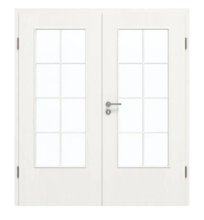 GARANT drzwi dwuskrzydłowe z ościeżnicą Authentic Bianco CePaL z przeszkleniem LA-DIN szprosem SP1