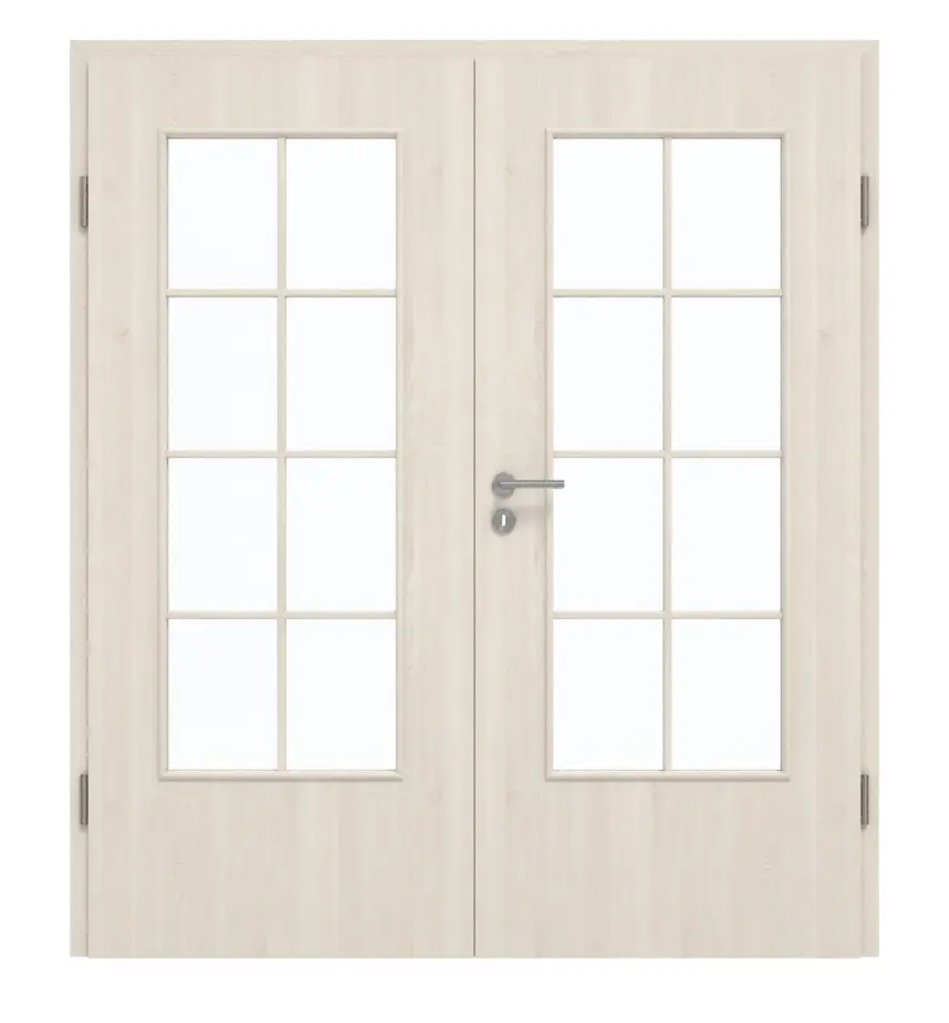 GARANT Drzwi dwuskrzydłowe wraz z ościeżnicą Authentic Perl GCK08 z przeszkleniem LA-DIN szprosy SP1