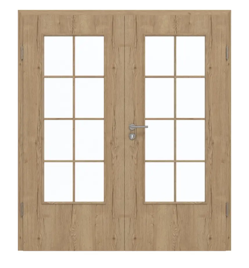 GARANT drzwi dwuskrzydłowe wraz z ościeżnicą Authentic dąb szczelinowy CePaL z przeszkleniem LA-DIN szpros SP1