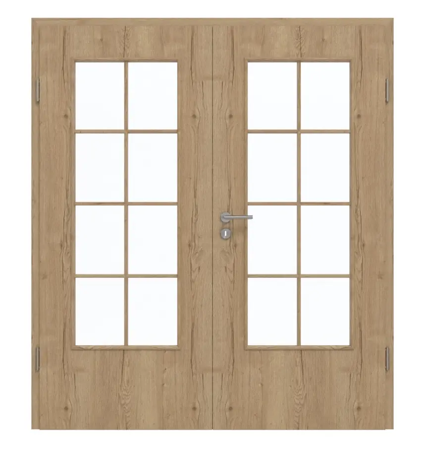 GARANT Drzwi podwójne wraz z ościeżnicą Authentic dąb szczelinowy GCK08 z przeszkleniem LA-DIN szpros SP1