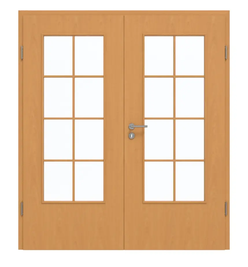 GARANT Drzwi podwójne wraz z ościeżnicą buk ekskluzywny GCK08 z przeszkleniem LA-DIN szpros SP1