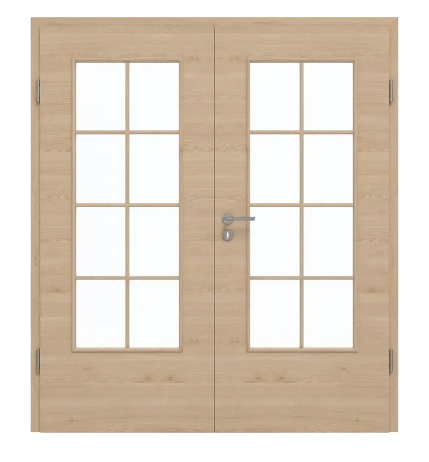 GARANT Drzwi podwójne wraz z ościeżnicą układ poprzeczny Authentic Achat CePaL z przeszkleniem LA-DIN szprosy SP1