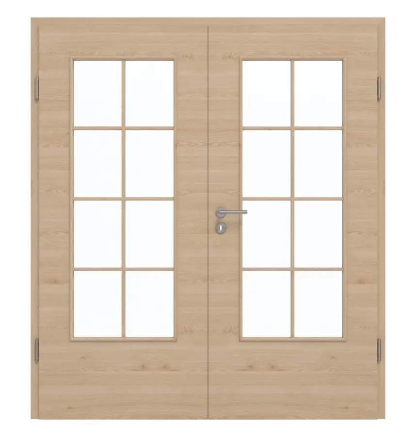 GARANT Drzwi dwuskrzydłowe wraz z ościeżnicą Quer Authentic Achat GCK08 z przeszkleniem LA-DIN szprosy SP1