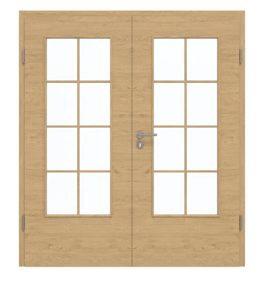GARANT drzwi dwuskrzydłowe wraz z ościeżnicą, układ pionowy Authentic dąb sękaty CePaL z przeszkleniem LA-DIN, szczeblina SP1