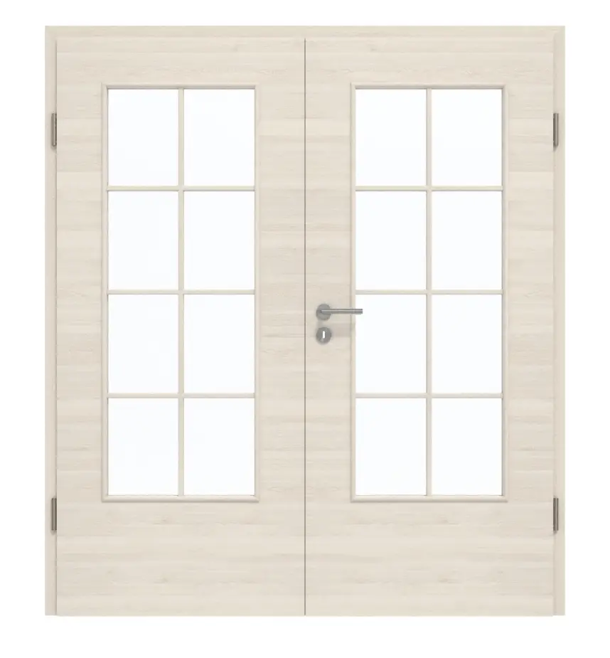GARANT Drzwi dwuskrzydłowe z ościeżnicą Quer Authentic Perl GCK08 z przeszkleniem LA-DIN, szpros SP1