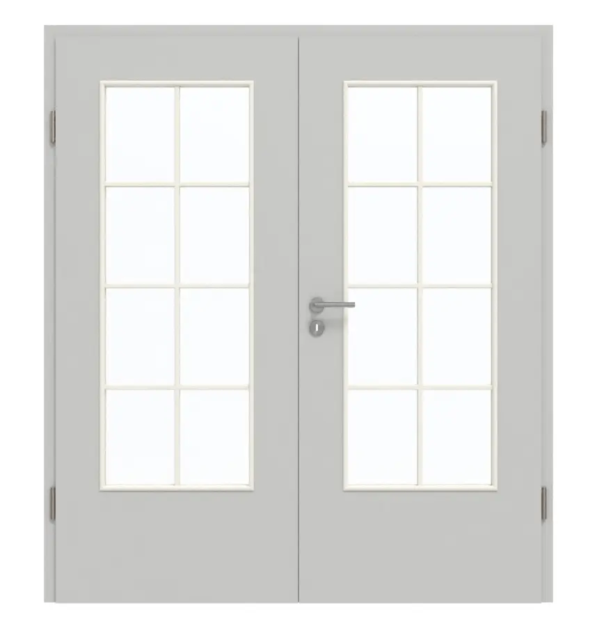 GARANT drzwi dwuskrzydłowe z ościeżnicą D92-60 Dove Grey Resopal z przeszkleniem LA-DIN i szprosem SP1
