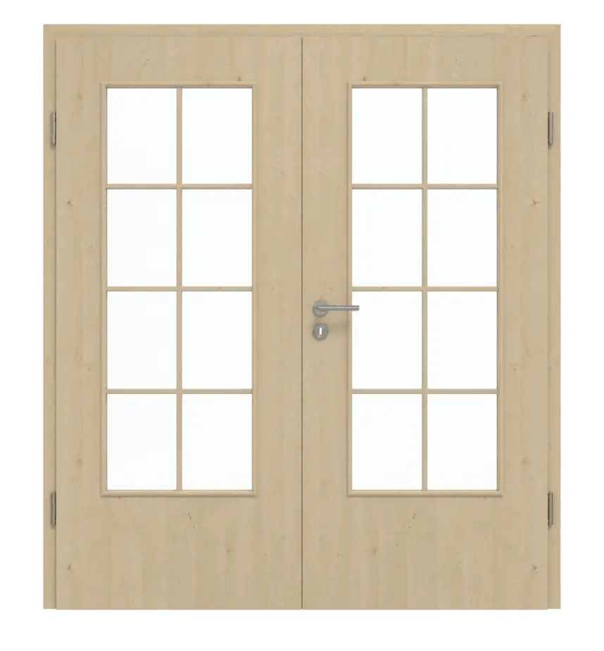 GARANT drzwi dwuskrzydłowe wraz z ościeżnicą Natura Ahorn CePaL z przeszkleniem LA-DIN Sprosse SP1