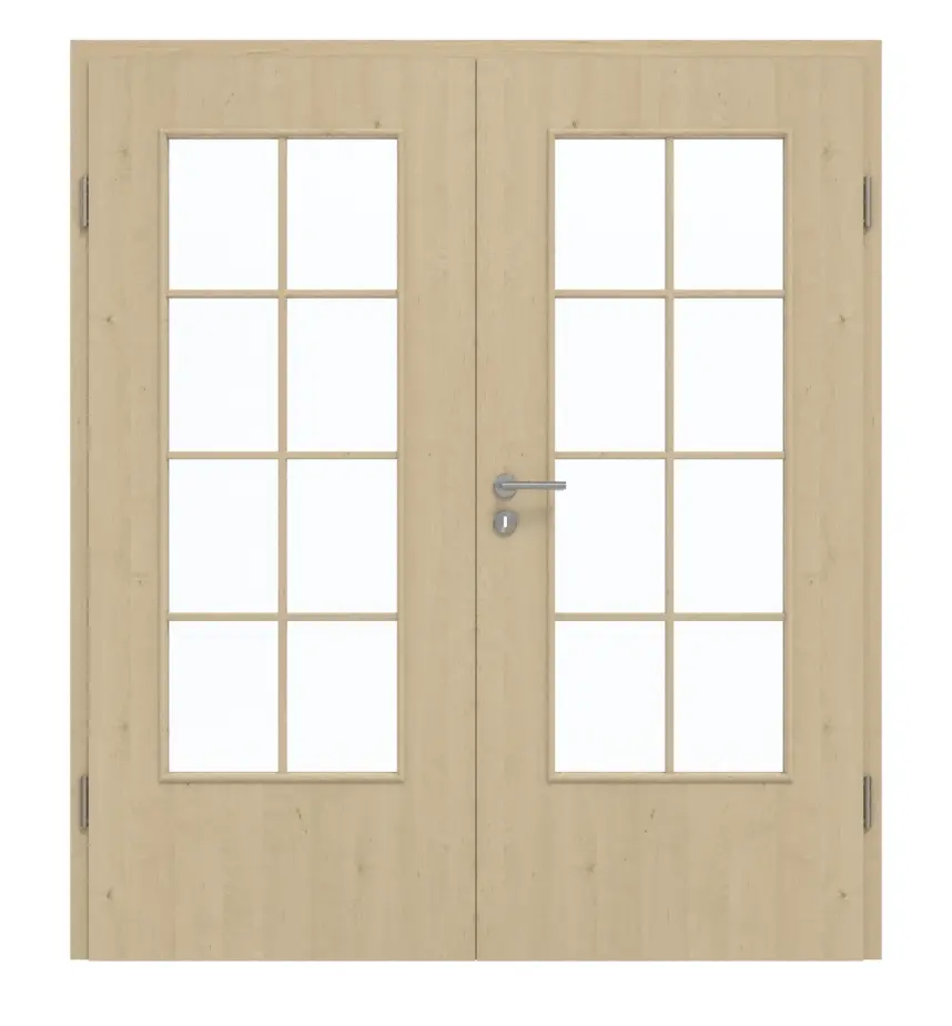 GARANT drzwi dwuskrzydłowe z ościeżnicą Natura klon GCK08 z przeszkleniem LA-DIN szprosem SP1