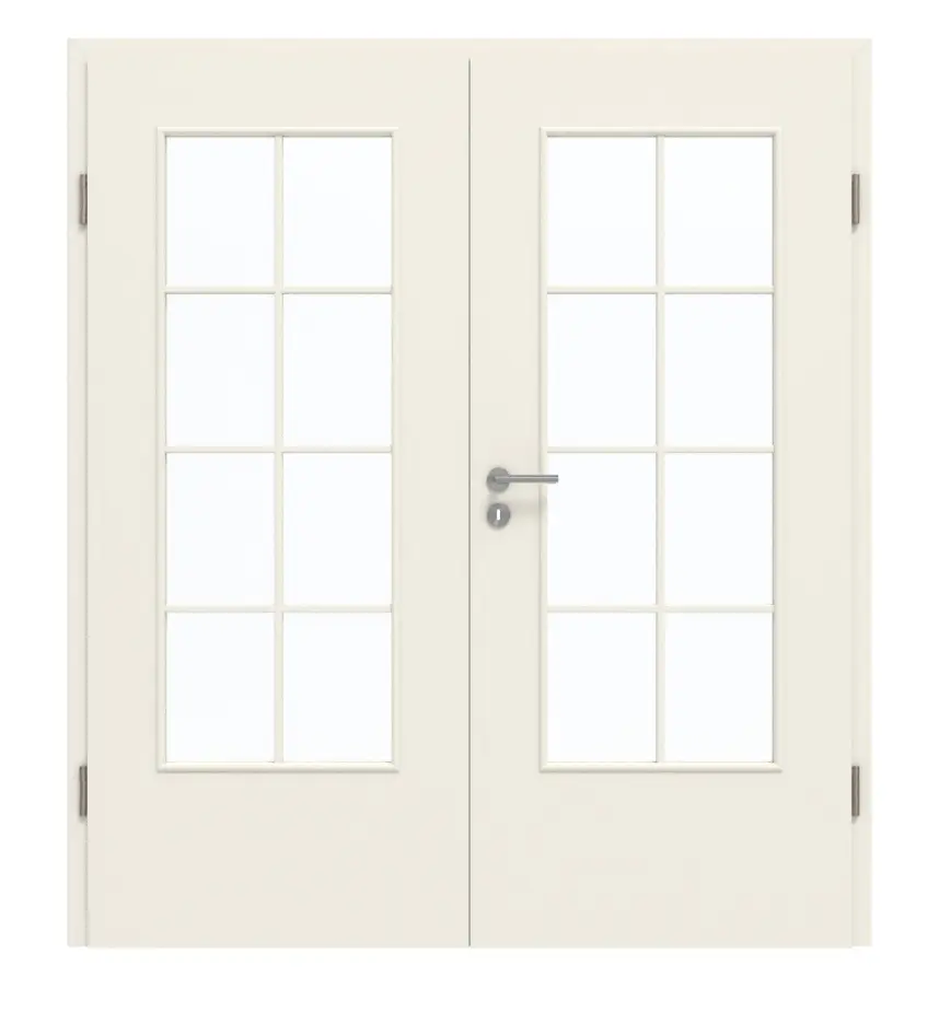 GARANT drzwi dwuskrzydłowe z ościeżnicą, biały lakier 9010, z przeszkleniem LA-DIN, szpros SP1