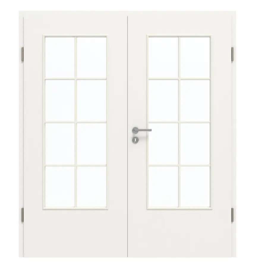 GARANT drzwi dwuskrzydłowe wraz z ościeżnicą biały lakier 9016 GHK08 z przeszkleniem LA-DIN szpros SP1
