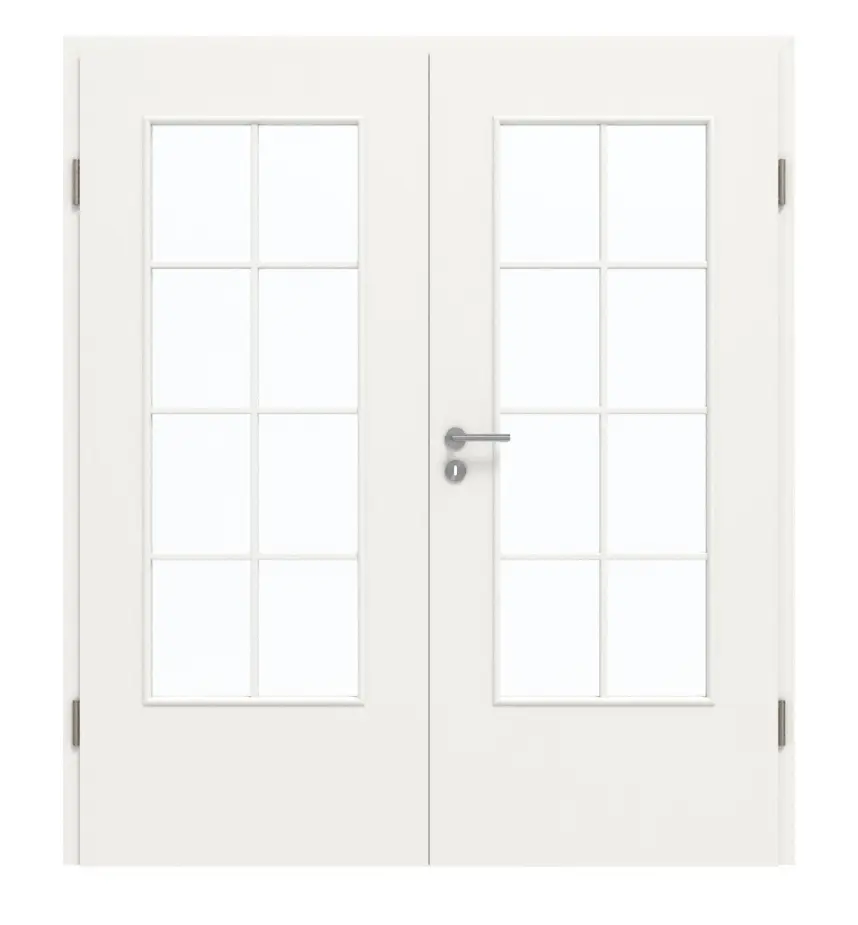 GARANT Drzwi podwójne wraz z ościeżnicą lakier białym 9016 z przeszkleniem LA-DIN szpros SP1