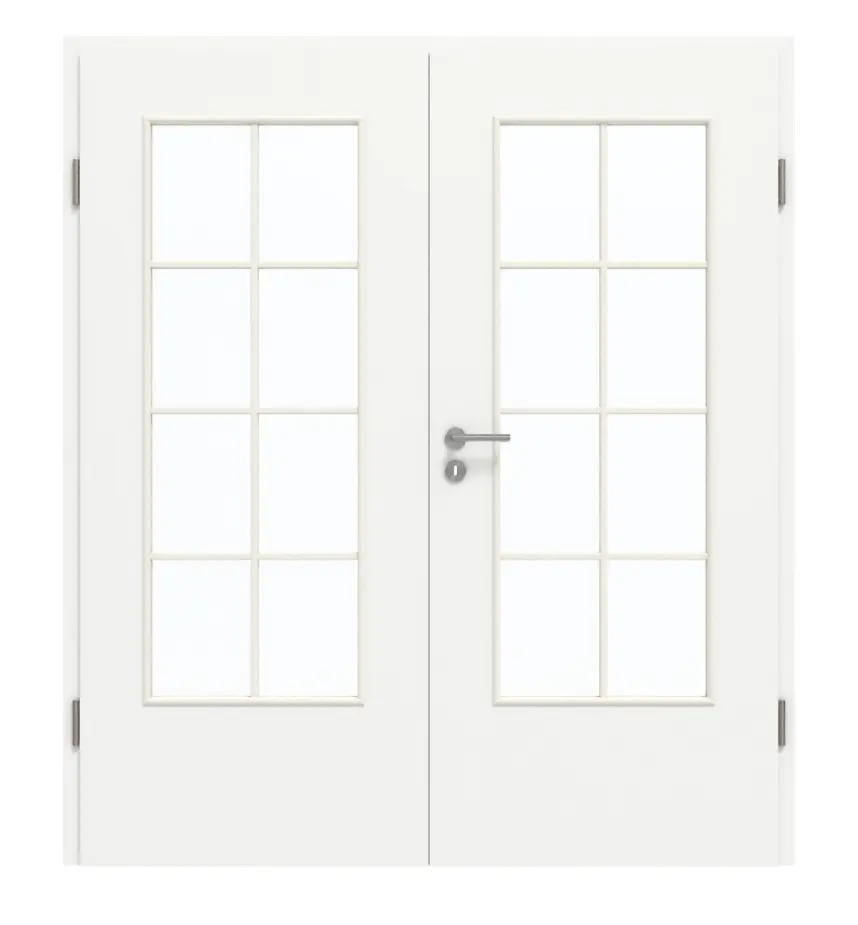 GARANT Drzwi dwuskrzydłowe wraz z ościeżnicą U11209SD szarotka alpejska GHK08 z przeszkleniem LA-DIN szprosy SP1