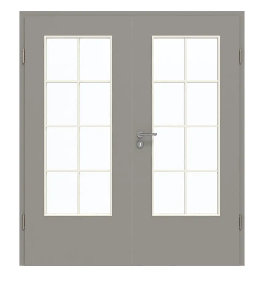 GARANT Drzwi podwójne wraz z ościeżnicą U12115SD Platynowy szary GHK08 z przeszkleniem LA-DIN Słupek SP1