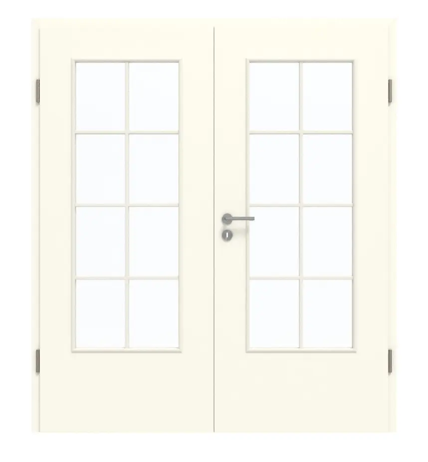 GARANT drzwi dwuskrzydłowe z ościeżnicą W980ST15 biel platynowa GHK08 z przeszkleniem LA-DIN szczeblina SP1