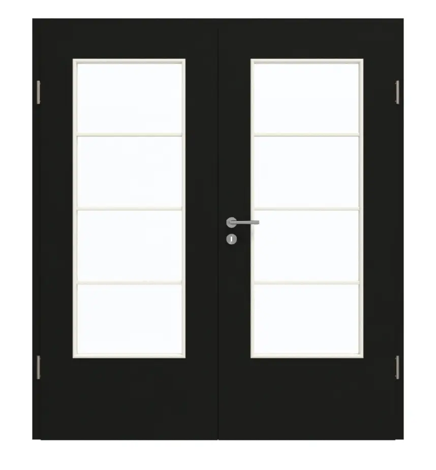 GARANT drzwi dwuskrzydłowe wraz z ościeżnicą 0901-60 Black Resopal z przeszkleniem LA-DIN Sprosse SP10