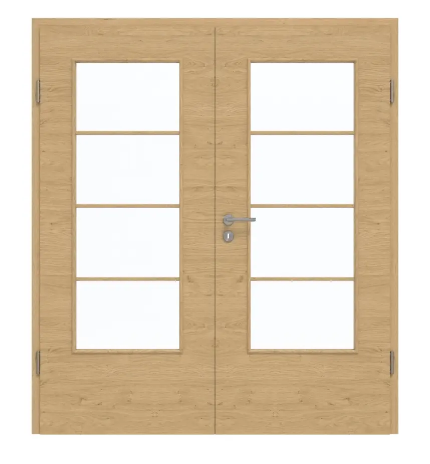 GARANT Drzwi dwuskrzydłowe wraz z ościeżnicą układ poprzeczny Authentic dąb z sękami GCK08 z przeszkleniem LA-DIN szprosy SP10