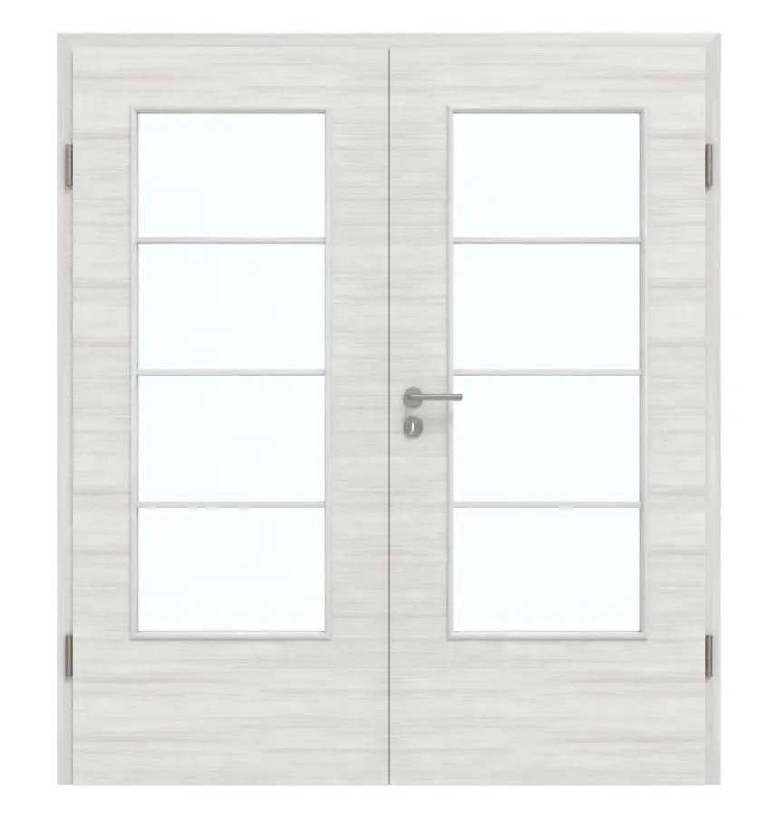 GARANT Drzwi dwuskrzydłowe z ościeżnicą Quer Authentic Grigio GCK08 z przeszkleniem LA-DIN, szpros SP10