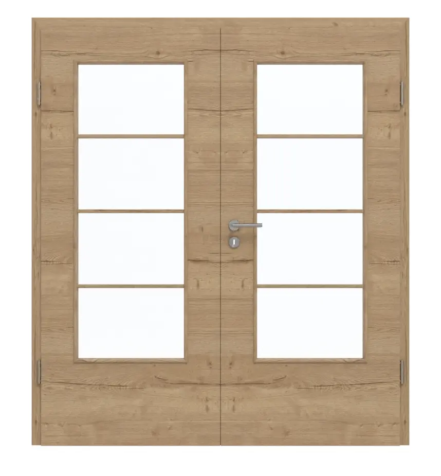 GARANT Drzwi dwuskrzydłowe z ościeżnicą Quer Authentic Risseiche CePaL z przeszkleniem LA-DIN, szpros SP10