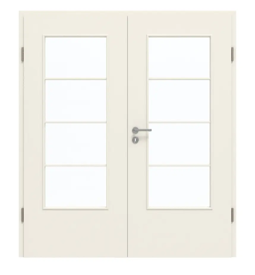 GARANT drzwi dwuskrzydłowe z ościeżnicą biały lakier 9010 GHK08 z przeszkleniem LA-DIN szprosem SP10