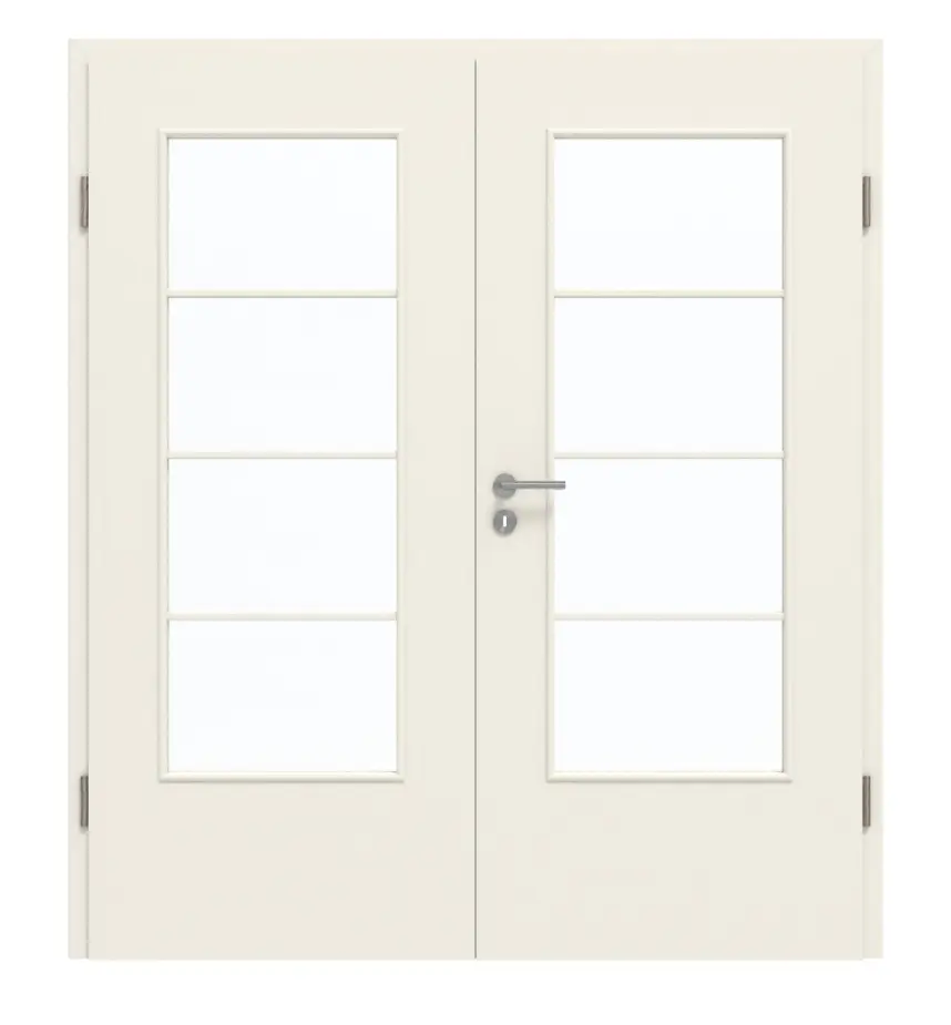 GARANT Drzwi podwójne z ościeżnicą białe lakierowane 9010 z przeszkleniem LA-DIN szpros SP10