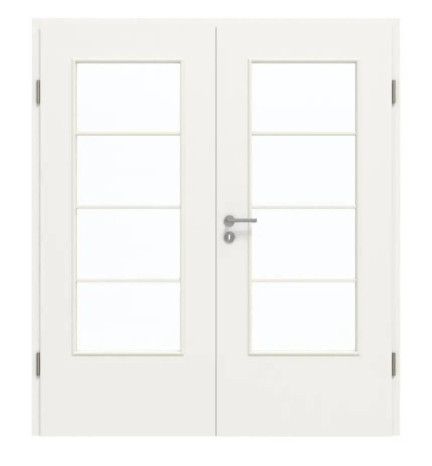 GARANT drzwi dwuskrzydłowe z ościeżnicą biały lakier 9016 GHK08 z przeszkleniem LA-DIN szpros SP10