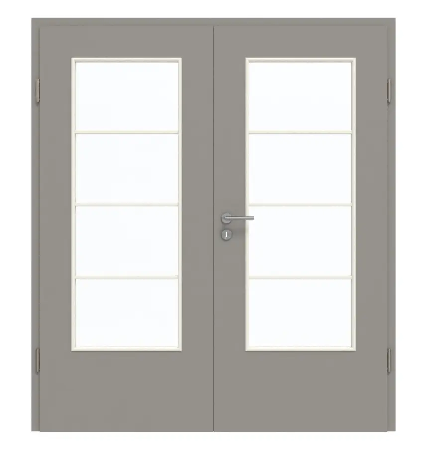 GARANT drzwi dwuskrzydłowe z ościeżnicą U12115SD szary platynowy GHK08 z przeszkleniem LA-DIN szprosem SP10