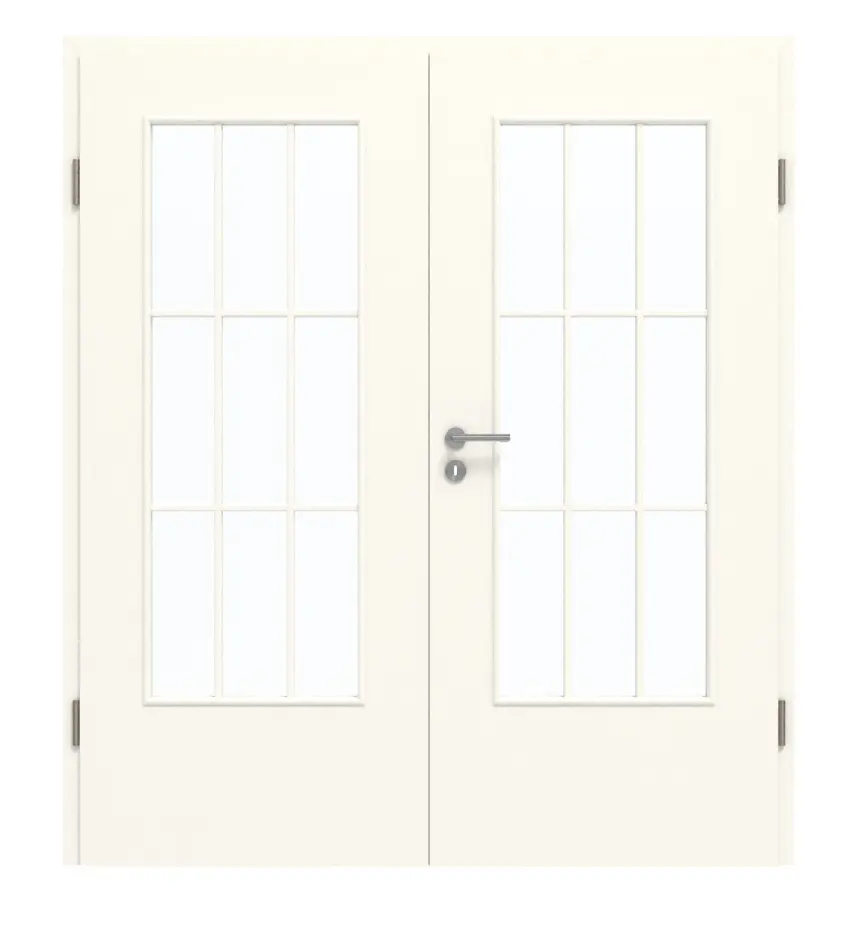 GARANT drzwi dwuskrzydłowe wraz z ościeżnicą 0105-60 Pearl White CePaL z przeszkleniem LA-DIN Sprosse SP2