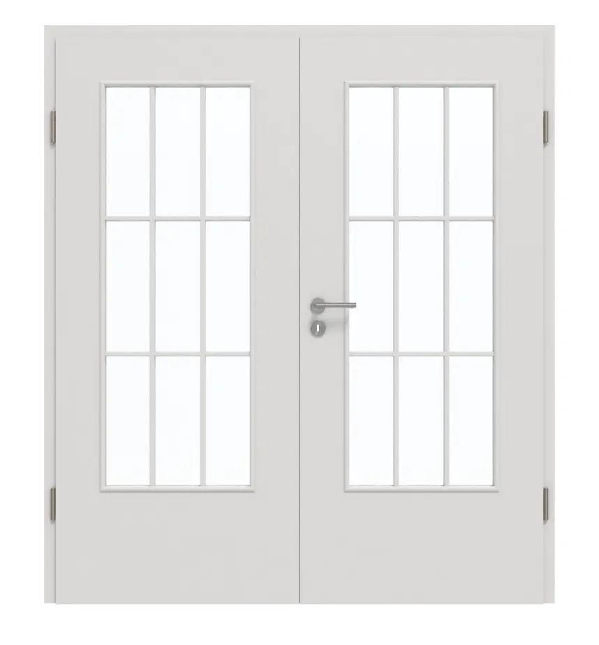 GARANT drzwi dwuskrzydłowe wraz z ościeżnicą 0160-60 Silver Grey CePaL z przeszkleniem LA-DIN Sprosse SP2