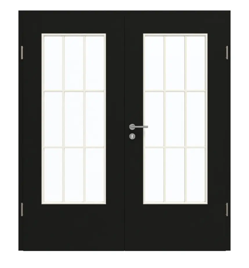 GARANT drzwi dwuskrzydłowe wraz z ościeżnicą 0901-60 Black Resopal z przeszkleniem LA-DIN Sprosse SP2