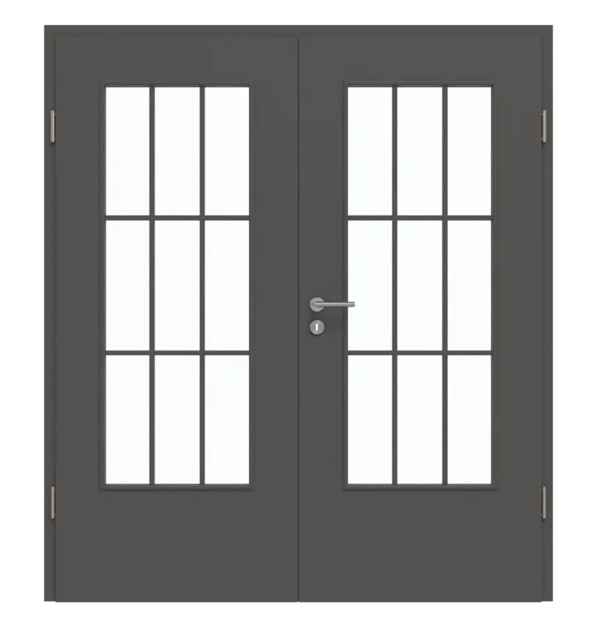 GARANT drzwi dwuskrzydłowe z ościeżnicą 10622-60 Ebony CePaL z przeszkleniem LA-DIN szpros SP2