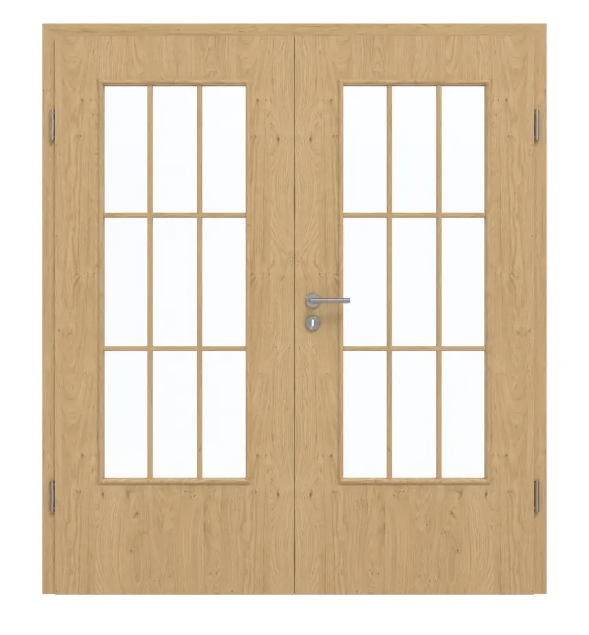 GARANT drzwi dwuskrzydłowe wraz z ościeżnicą Authentic Asteiche CePaL z przeszkleniem LA-DIN Sprosse SP2