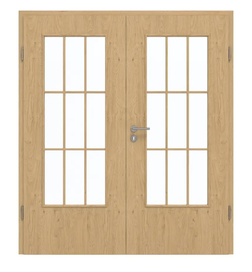 GARANT drzwi dwuskrzydłowe wraz z ościeżnicą Authentic Asteiche GCK08 z przeszkleniem LA-DIN Sprosse SP2