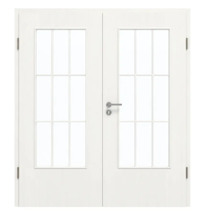 GARANT drzwi dwuskrzydłowe z ościeżnicą Authentic Bianco CePaL z przeszkleniem LA-DIN i szprosem SP2