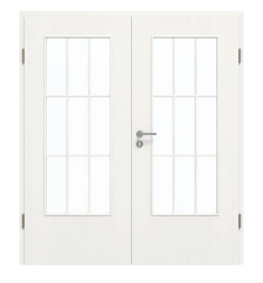 GARANT drzwi dwuskrzydłowe z ościeżnicą Authentic Bianco GCK08 z przeszkleniem LA-DIN szpros SP2