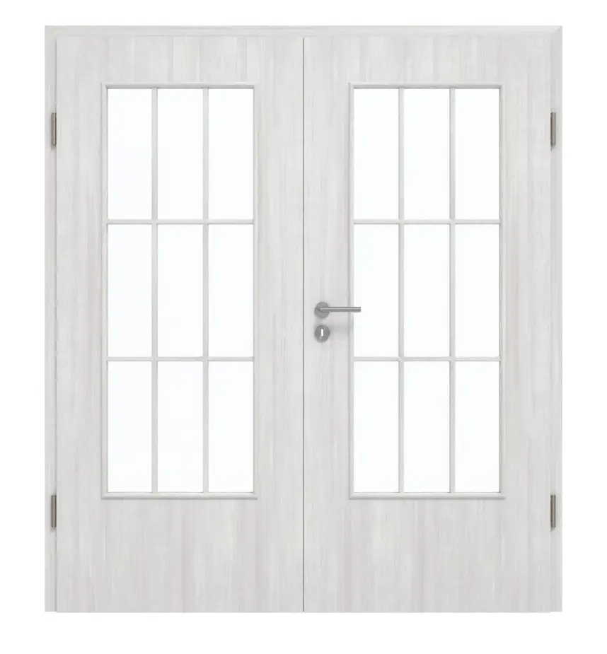 GARANT drzwi dwuskrzydłowe z ościeżnicą Authentic Grigio GCK08 z przeszkleniem LA-DIN i szprosem SP2