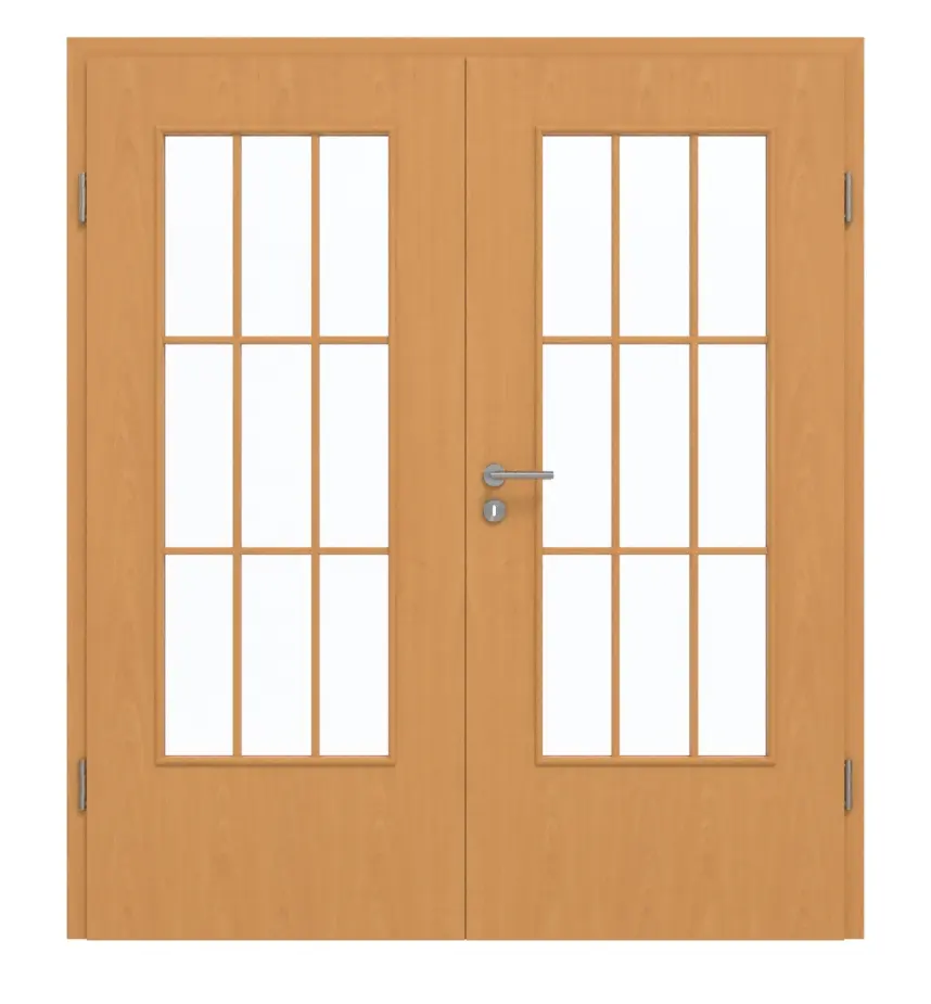 GARANT Drzwi dwuskrzydłowe wraz z ościeżnicą buk Exklusiv CePaL z przeszkleniem LA-DIN szprosy SP2