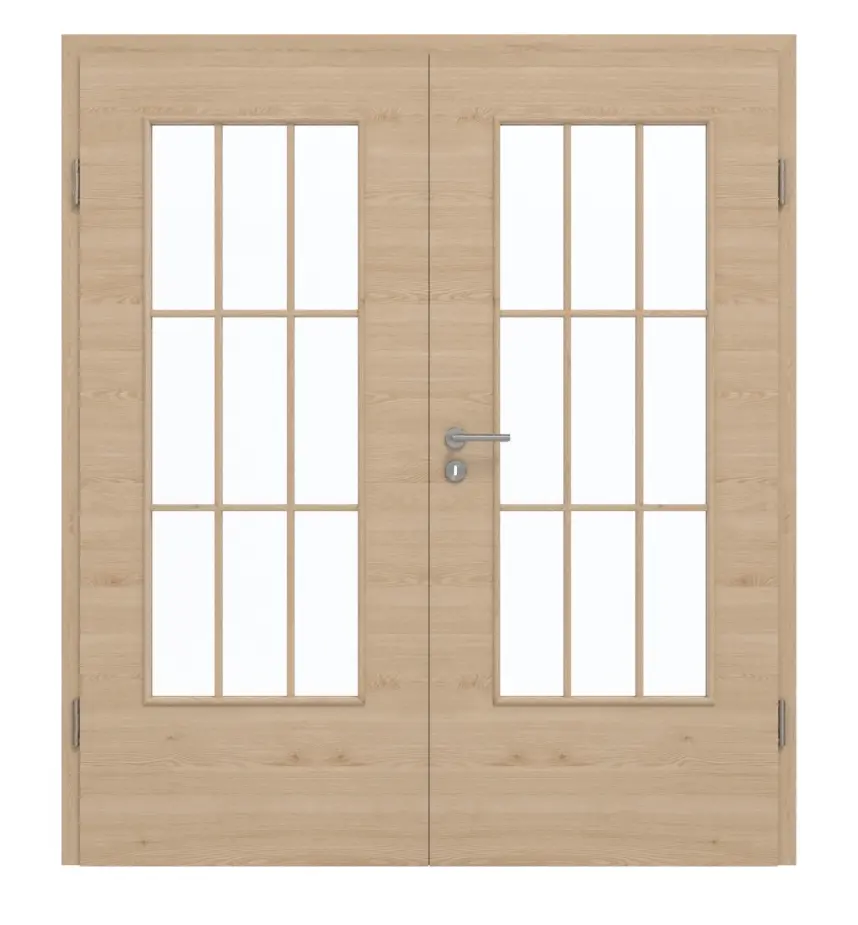 GARANT Drzwi podwójne wraz z ościeżnicą układ poprzeczny Authentic Achat CePaL z przeszkleniem LA-DIN słupek SP2