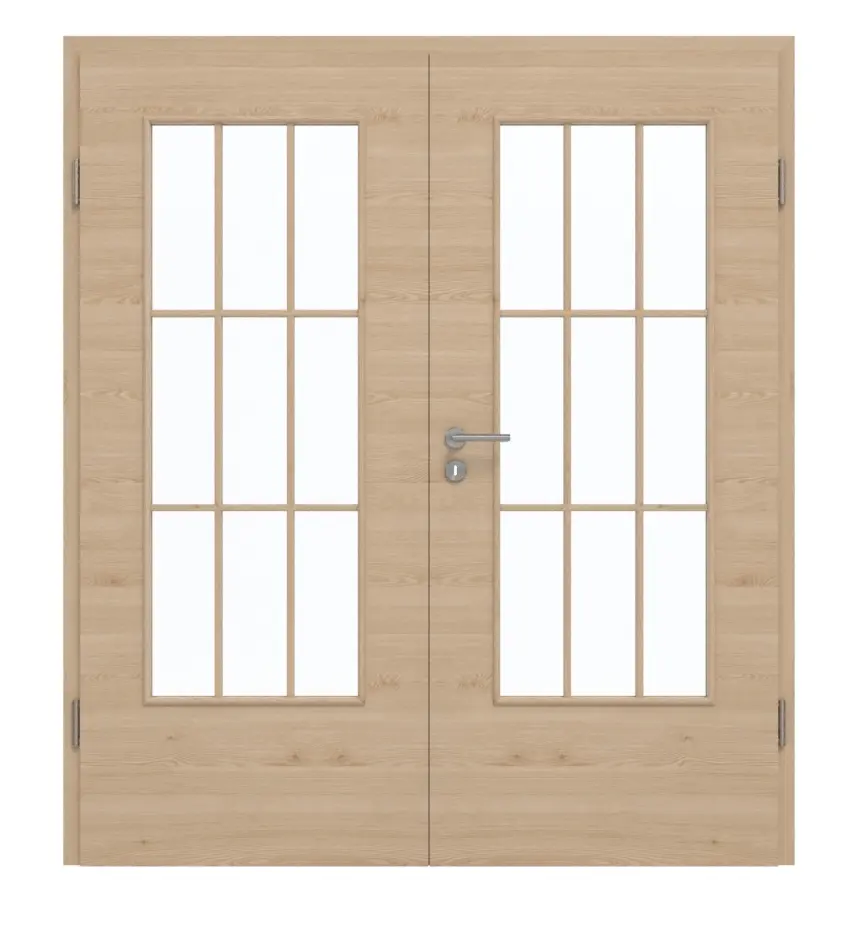 GARANT Drzwi dwuskrzydłowe wraz z ościeżnicą Quer Authentic Achat GCK08 z przeszkleniem LA-DIN szprosy SP2