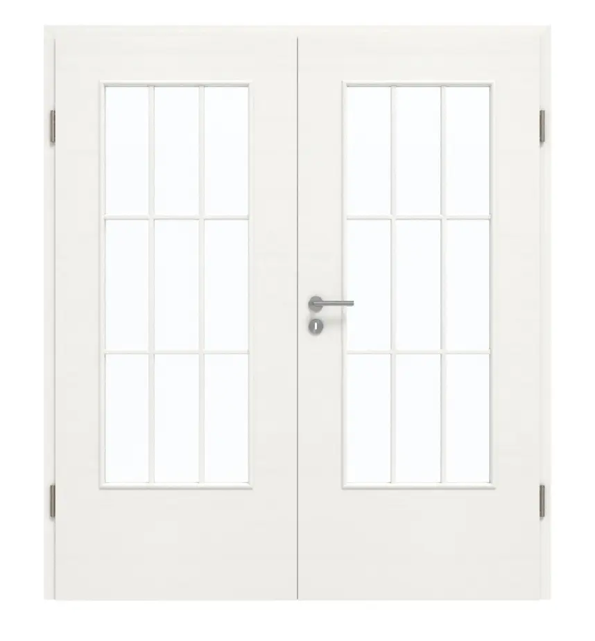 GARANT Drzwi dwuskrzydłowe z ościeżnicą Quer Authentic Bianco CePaL z przeszkleniem LA-DIN, szpros SP2